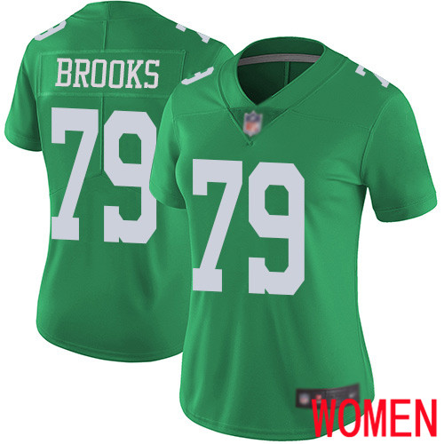 Women Philadelphia Eagles #79 Brandon Brooks Limited Green Rush Vapor Untouchable NFL Jersey Football